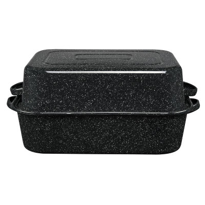 Granite Ware 21 in Oven Rectangular Roaster with lid. (Speckled Black) -  Accommodates up to 25 lb poultry or roast.