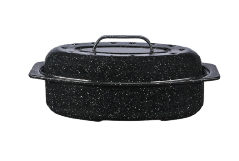 Granite Roasting Pan, Medium 16” Enameled Roasting Pan with Domed