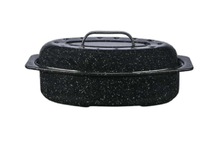 Graniteware 18 Oval Covered Roaster, Black